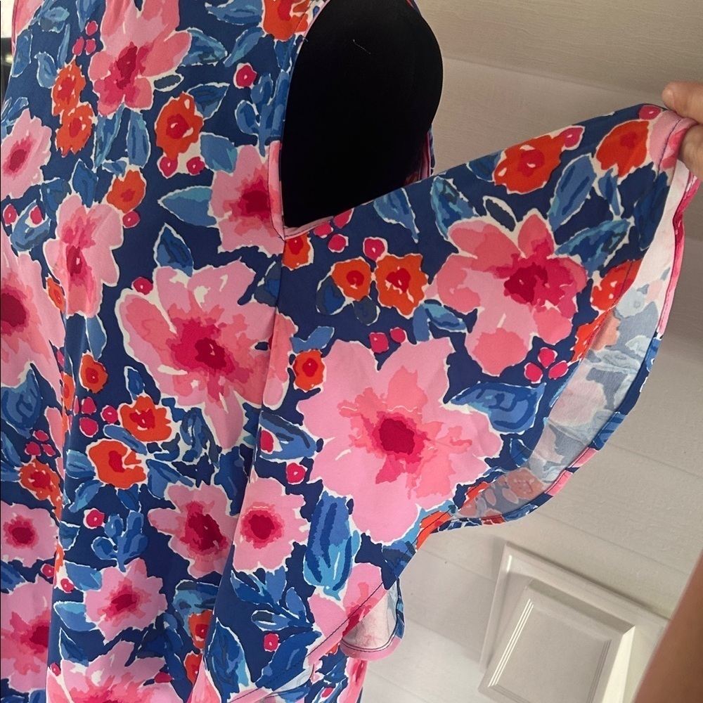NWT Mud Pie Blue Floral Dress large   D - Picture 3 of 7
